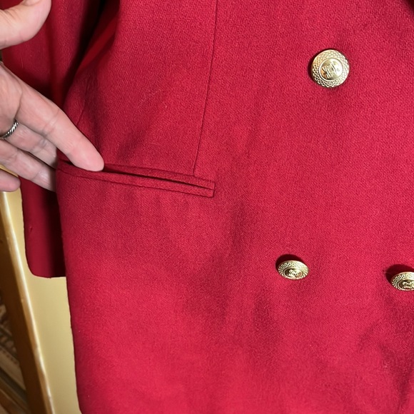Vtg 80s LAURA SCOTT Size 16 DoubleBreast Blazer Classic Red GoldButton Wool USA - Picture 8 of 13